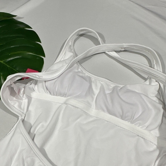 NWT $32 Xhilaration [ Juniors Medium ] Ribbed‎ One Piece Swimsuit in White - Picture 9 of 11